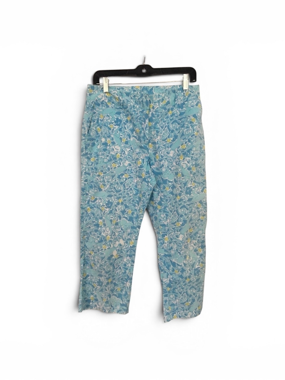 Lilly Pulitzer Blue Monkey Print Capri Kiss the Cook Pants Size 6 Y2k White Labe